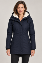 Kirsten parka Navy – vooraanzicht op model