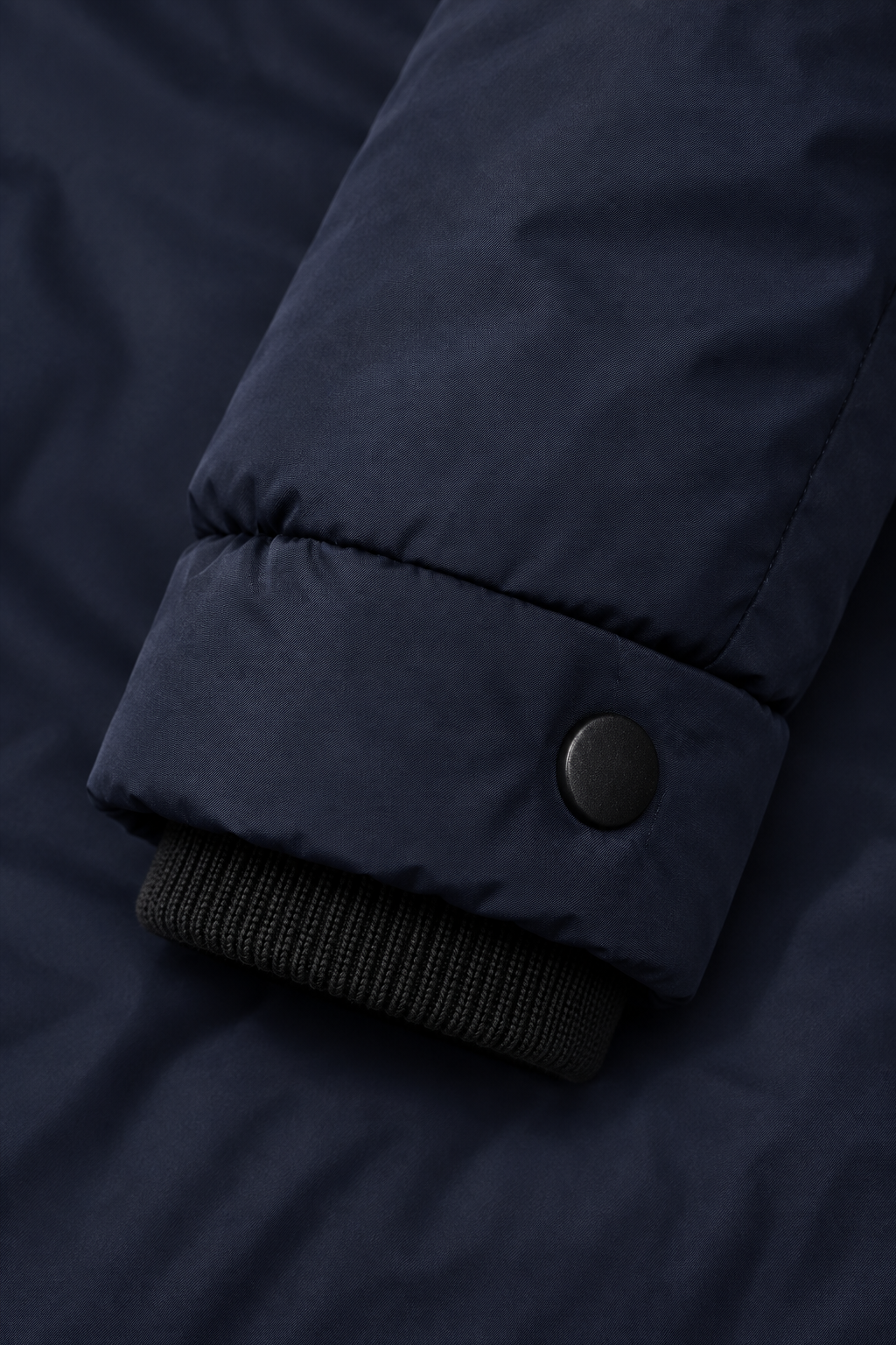 Kirsten parka Navy – manchet en ribboord detail