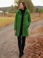 Serena Heritage Button-Front Coat in Green on a 40+ model