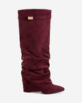The Sienna Slouch Suede Knee-High Boots - Burgundy — view 1