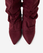 The Sienna Slouch Suede Knee-High Boots - Burgundy — view 3