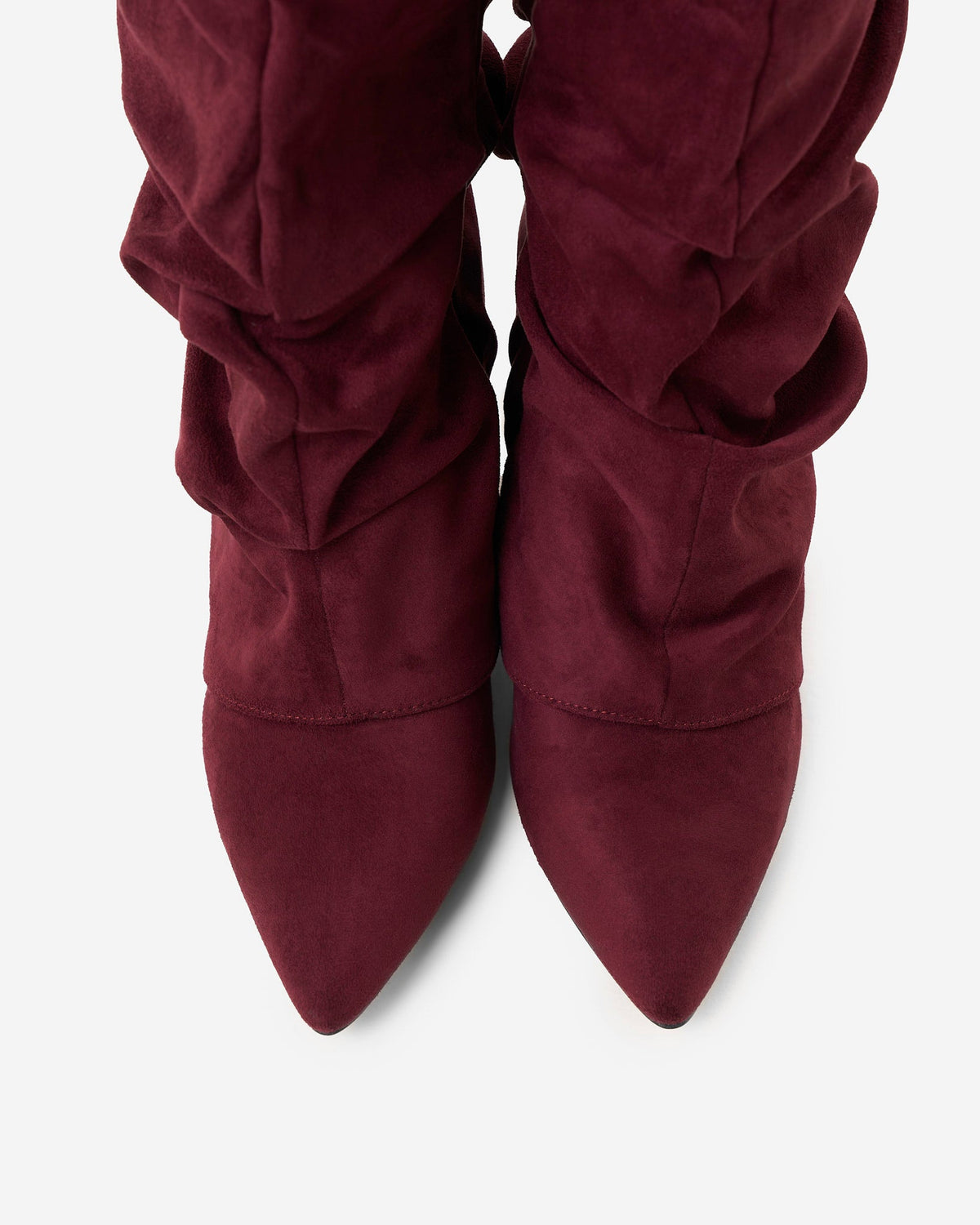 The Sienna Slouch Suede Knee-High Boots - Burgundy — view 3