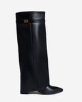 The Sienna Leather Knee-High Boots - Black — view 1