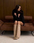 The Sienna Suede Knee-High Boots - Beige — view 3