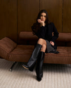 The Sienna Leather Knee-High Boots - Black — view 3