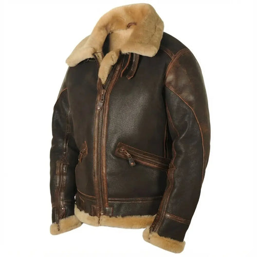 Amos - Classic Aviator Jacket in Dark Brown