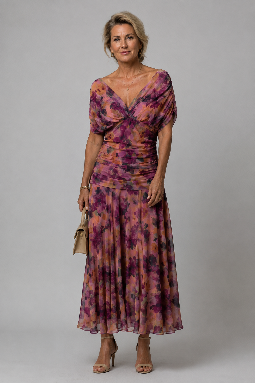 Ariane - Elegant Draped Midi Dress
