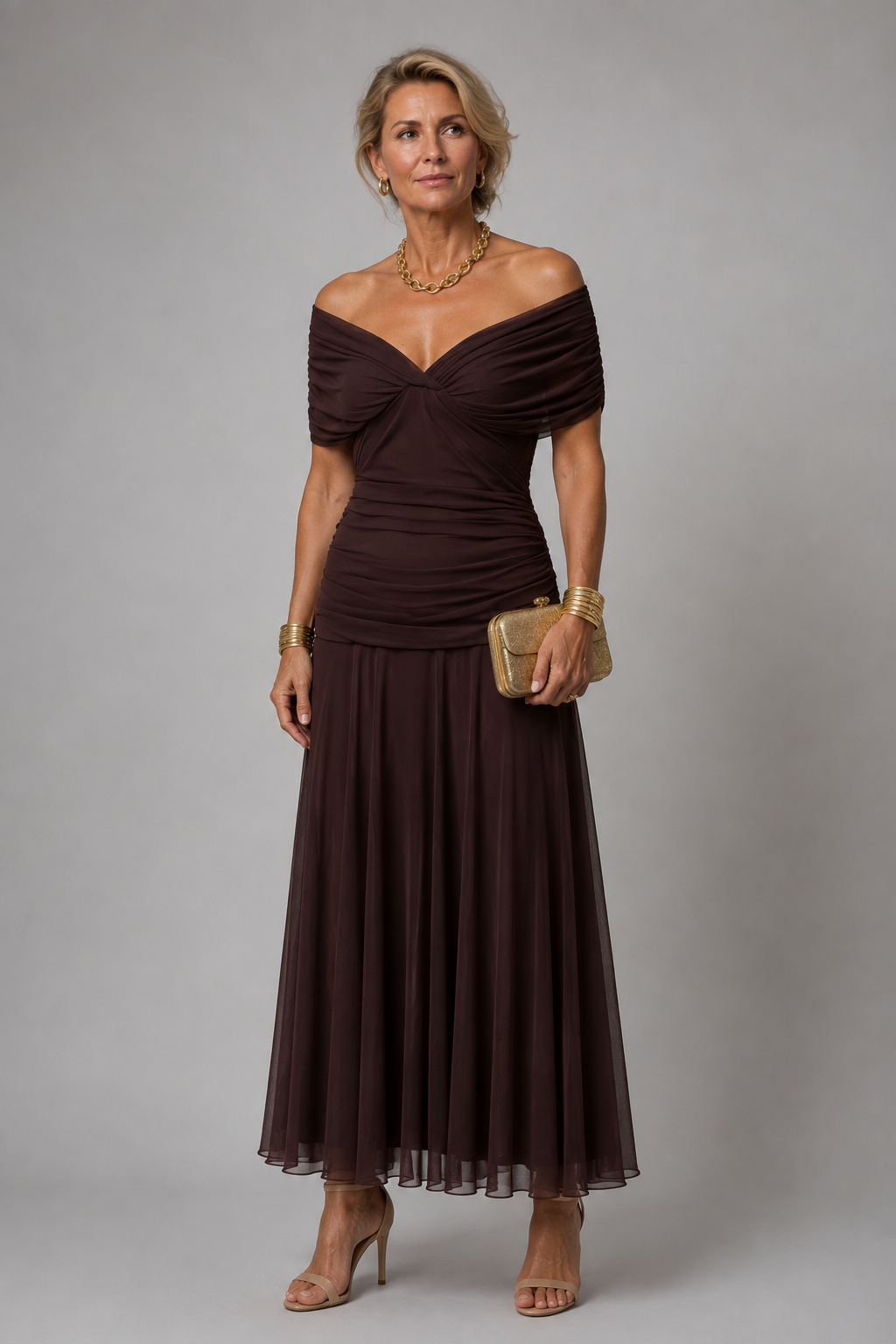Ariane - Elegant Draped Midi Dress