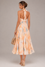 Aurora - Watercolor Halter Neck Maxi Dress