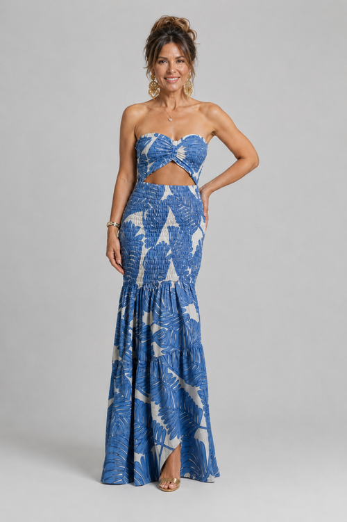 Azaria - Strapless Printed Two-Piece Maxi Set