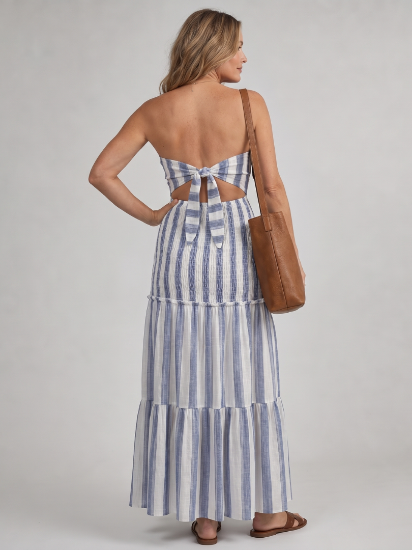 Azaria - Striped Strapless Maxi Dress