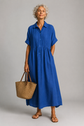 Azure - Short Sleeve Shirt Maxi Dress
