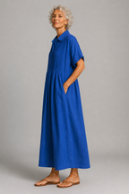 Azure - Short Sleeve Shirt Maxi Dress
