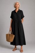 Azure - Short Sleeve Shirt Maxi Dress