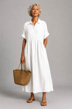 Azure - Short Sleeve Shirt Maxi Dress
