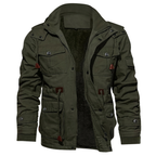 Boone - Fleece-Lined Cargo Field Jacket in Army Green