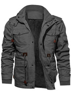Boone - Fleece-Lined Cargo Field Jacket in Gray