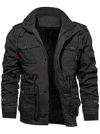 Boone - Fleece-Lined Cargo Field Jacket in Black