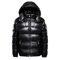 Bruce - Glossy Hooded Puffer Jacket in Black