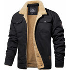 Buck - Sherpa-Lined Cotton Trucker Jacket in Black