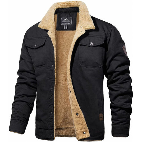 Buck - Sherpa-Lined Cotton Trucker Jacket in Black