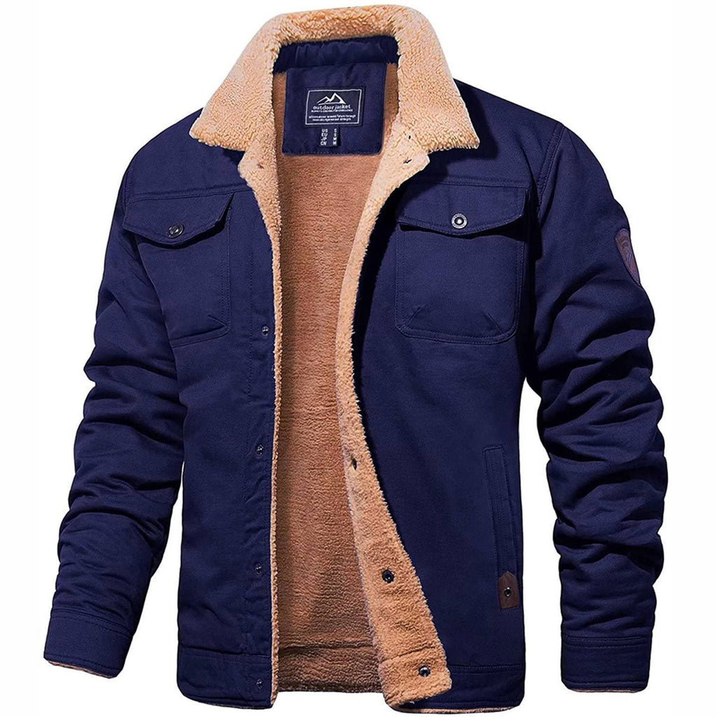 Buck - Sherpa-Lined Cotton Trucker Jacket in Navy