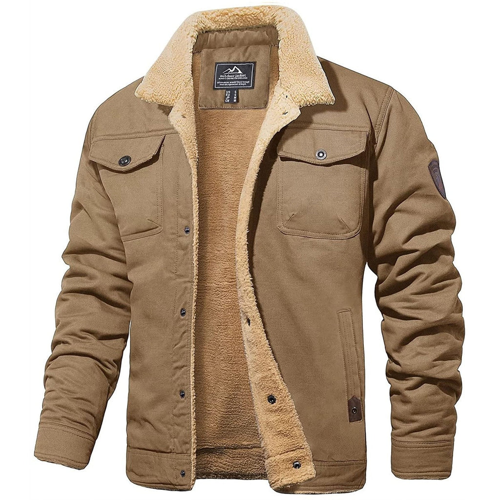 Buck - Sherpa-Lined Cotton Trucker Jacket in Khaki