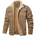 Buck - Sherpa-Lined Cotton Trucker Jacket in Khaki