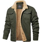 Buck - Sherpa-Lined Cotton Trucker Jacket in Army Green