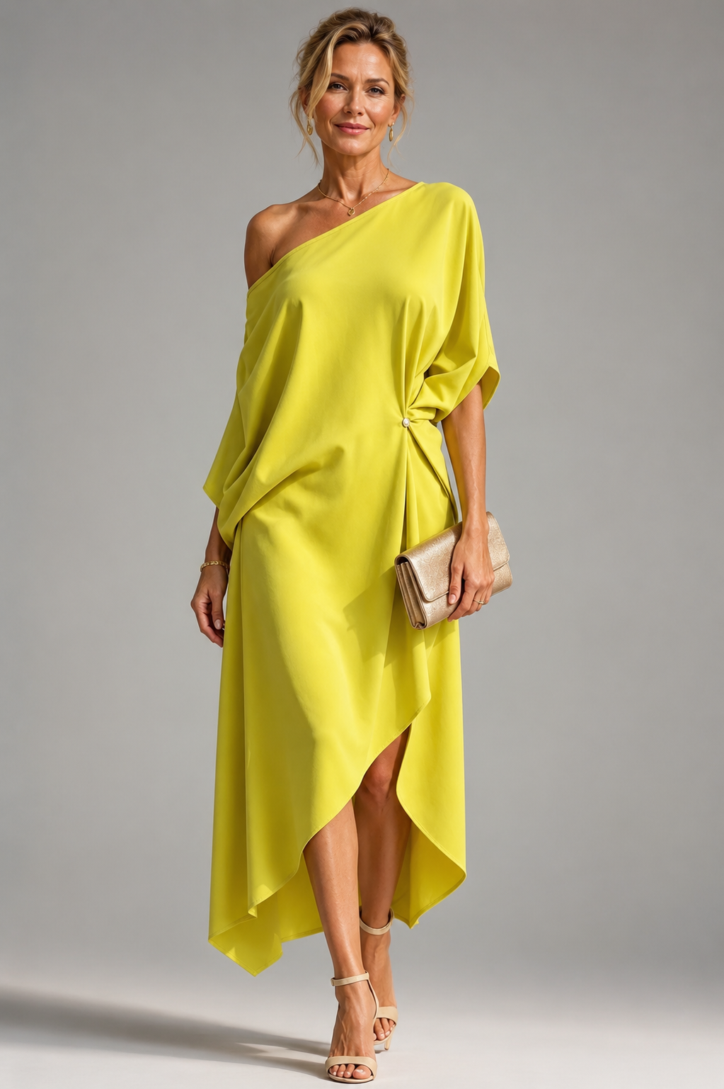 Camila - One-Shoulder Asymmetric Midi Dress