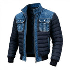 Cliff - Quilted Denim Jacket in Denim Blue