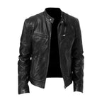 Clint - PU Leather Moto Jacket in Black