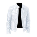 Clint - PU Leather Moto Jacket in White