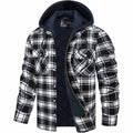 Dale - Hooded Quilted Flannel Shirt Jacket in Black & White Plaid