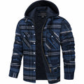 Dale - Hooded Quilted Flannel Shirt Jacket in Navy Plaid