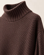 Dorothy brown knitted sweater, ribbed turtleneck detail