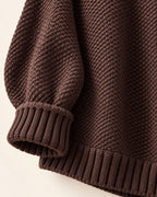 Dorothy brown knitted sweater, ribbed cuff and hem detail