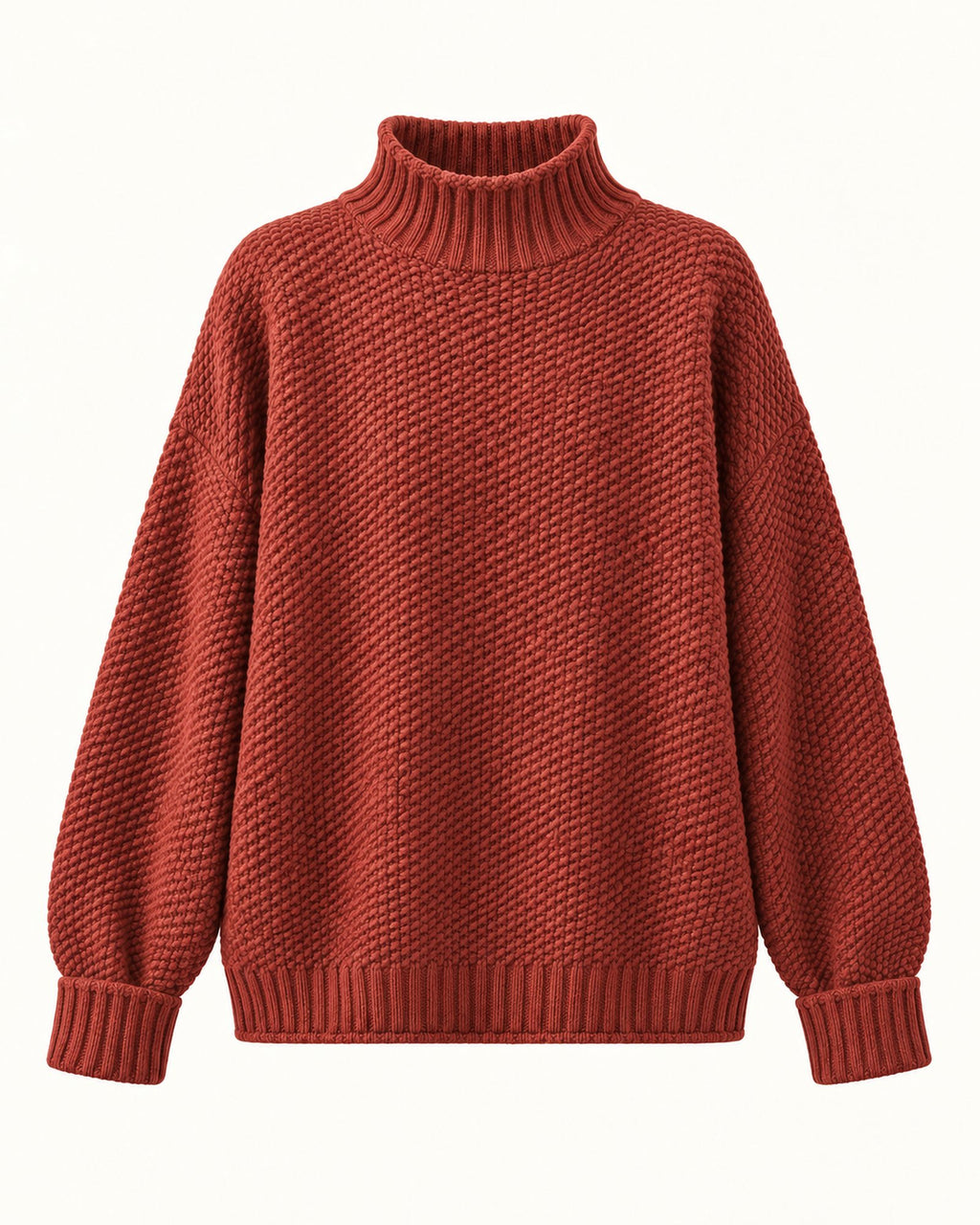 Dorothy knitted sweater in rust, standalone front view