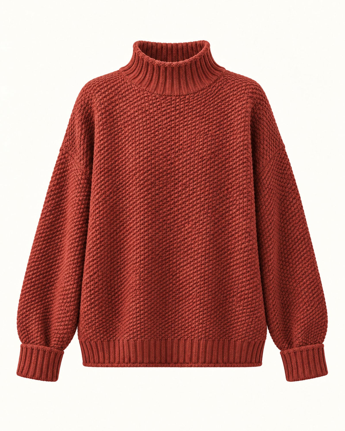 Dorothy knitted sweater in rust, standalone front view