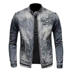 Duke - Washed Denim Jacket in Light Wash - Zip Front
