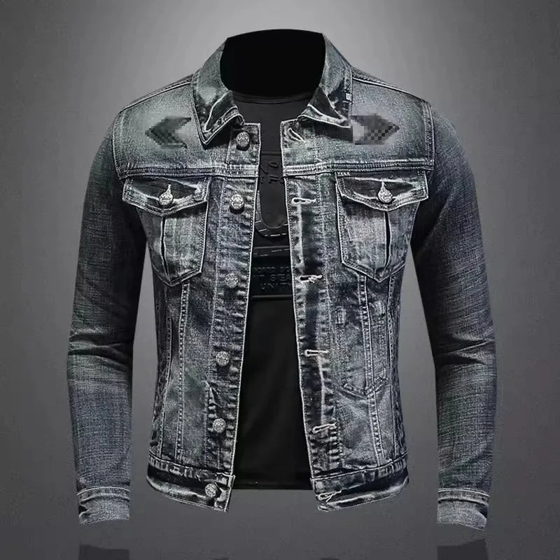 Duke - Washed Denim Jacket in Dark Wash - Button Front