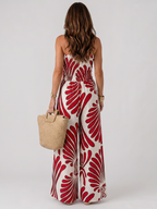 Dyman - Strapless Printed Wide-Leg Jumpsuit
