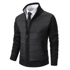 Earl - Quilted Jacket with Knit Sleeves in Black