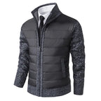 Earl - Quilted Jacket with Knit Sleeves in Dark Gray