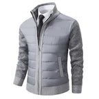 Earl - Quilted Jacket with Knit Sleeves in Light Gray