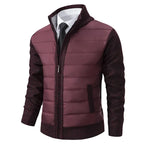 Earl - Quilted Jacket with Knit Sleeves in Burgundy