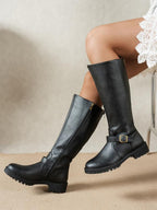 Elsie all-day comfort knee-high boots in Black vegan leather