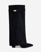 The Sienna Suede Knee-High Boots - Black