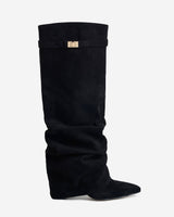 The Sienna Slouch Suede Knee-High Boots - Black