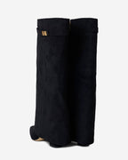 The Sienna Suede Knee-High Boots - Black — view 3